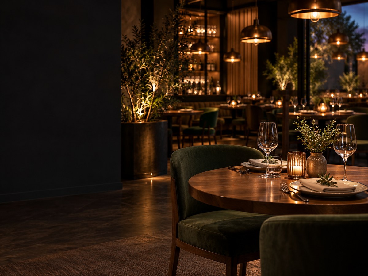 Warm independent restaurant interior